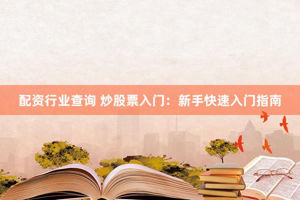 配资行业查询 炒股票入门：新手快速入门指南