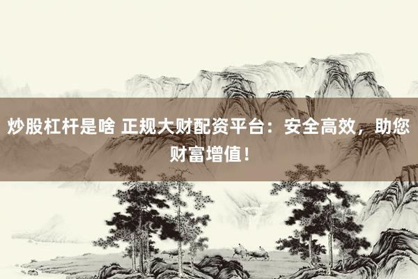 炒股杠杆是啥 正规大财配资平台：安全高效，助您财富增值！