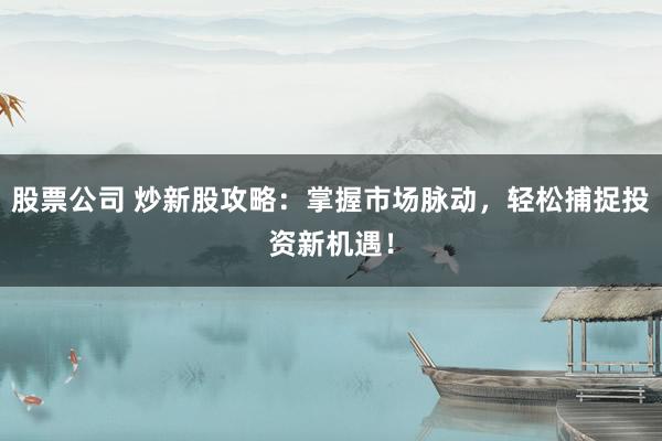 股票公司 炒新股攻略：掌握市场脉动，轻松捕捉投资新机遇！