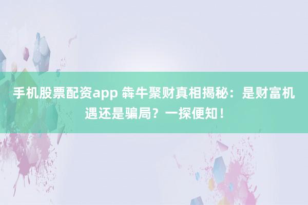 手机股票配资app 犇牛聚财真相揭秘：是财富机遇还是骗局？一探便知！