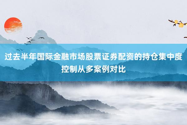 过去半年国际金融市场股票证券配资的持仓集中度控制从多案例对比