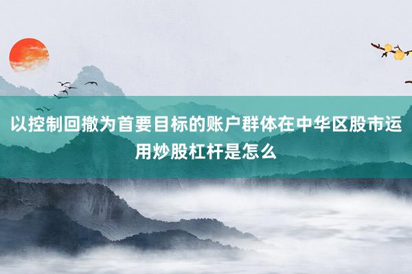 以控制回撤为首要目标的账户群体在中华区股市运用炒股杠杆是怎么