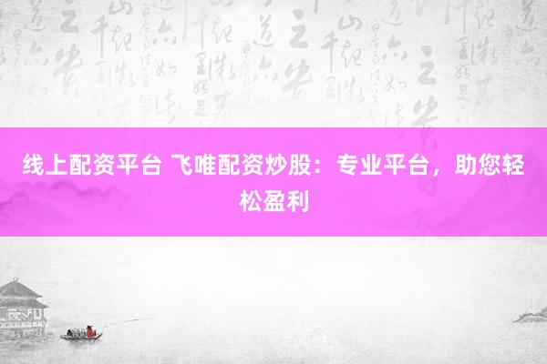 线上配资平台 飞唯配资炒股：专业平台，助您轻松盈利