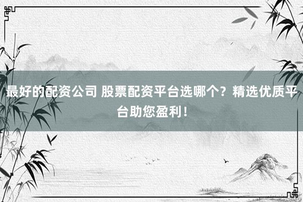 最好的配资公司 股票配资平台选哪个?精选优质平台助您盈利!