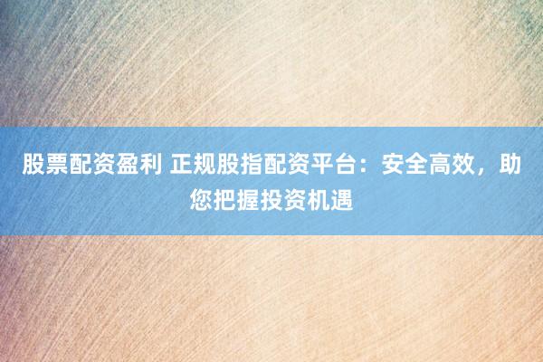 股票配资盈利 正规股指配资平台：安全高效，助您把握投资机遇